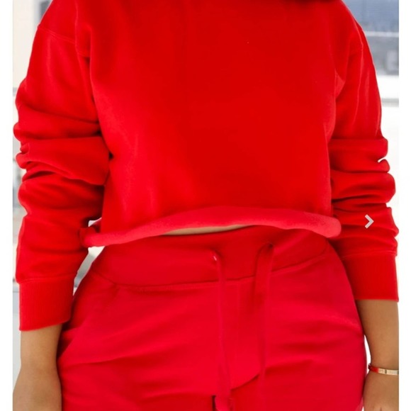 NEW BABES Set Fiery Red Comfy Sweat Lounge Sweatshirt + Jogger Set Size M - Picture 2 of 5